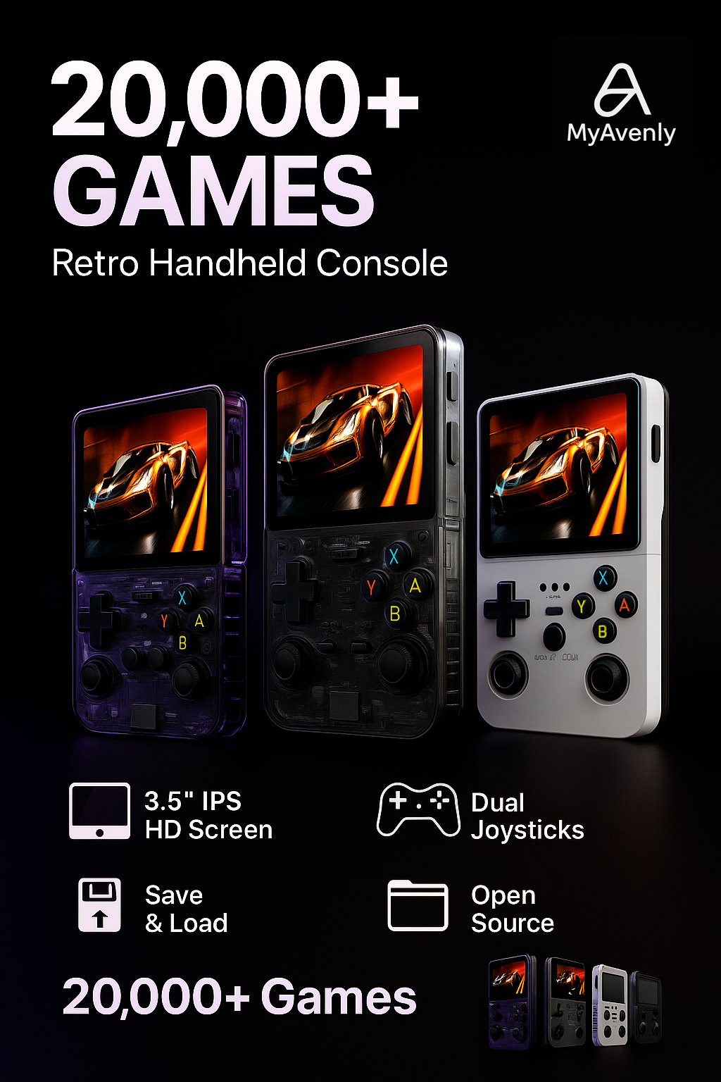 R36S Handheld Game Console 3.5Inch IPS Screen 128G Classic Retro Games Consoles Arkos System Portable Pocket Video Game Player
