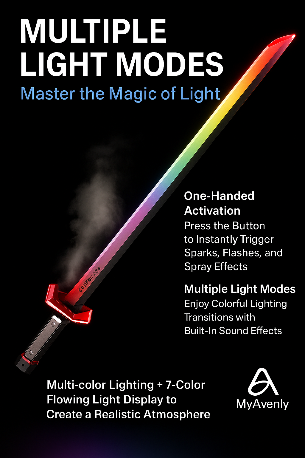  SparkBlade – 44CM LED Sword with Light, Spray & Sound Effects